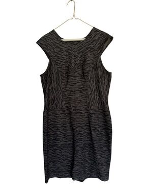 Ann Taylor Navy and White Textured Dress (knee length), Size 14